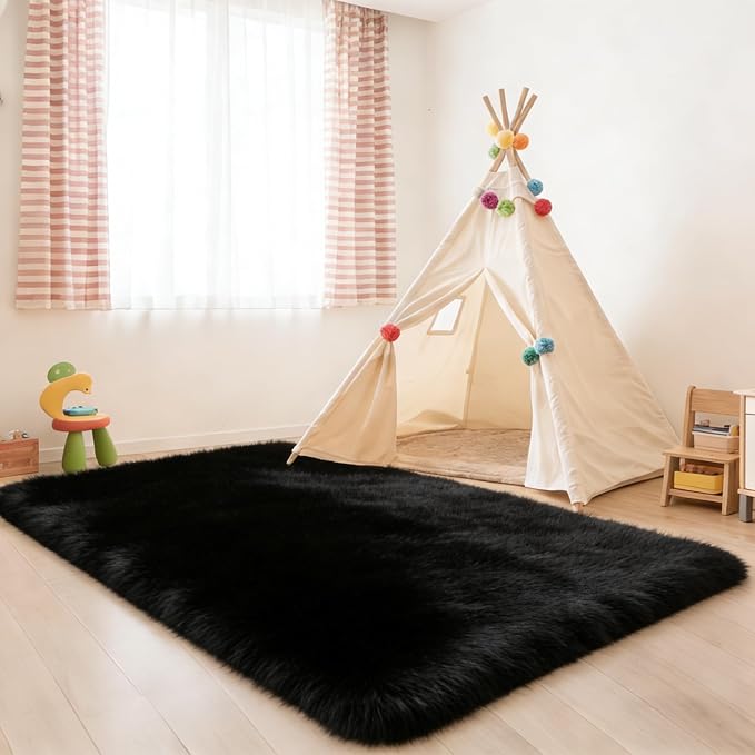 9x12 Area Rug Fluffy Shaggy Ultra Soft Faux Fur Non-Slip Machine Washable Carpet - Image 4