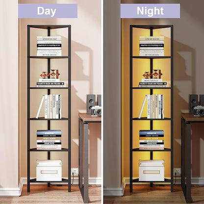 TUTOTAK Corner Shelf with LED Light, 6-Tier Corner Bookshelf - Image 5