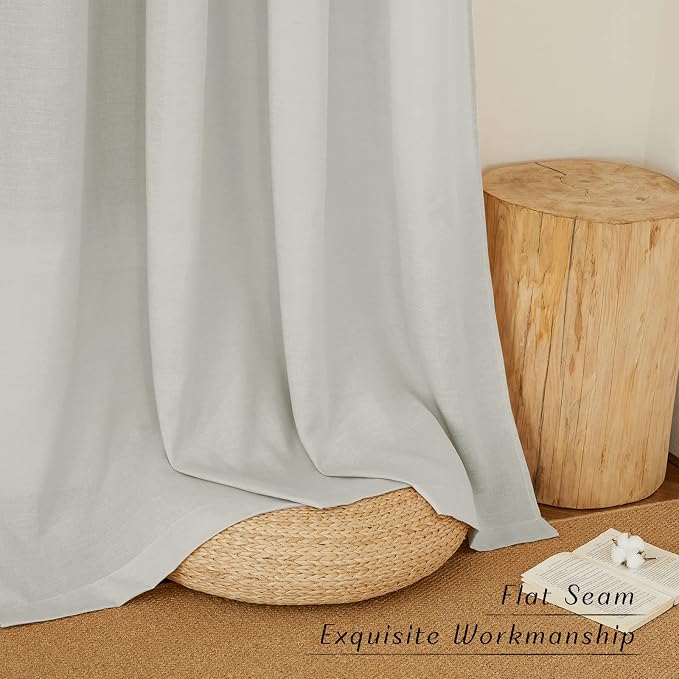 NICETOWN Gray Linen Kitchen Curtains 36 inch Length, Decorative Thick Flax - Image 2