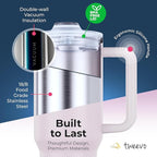 40 oz Tumbler With Handle and Straw Made of Stainless Steel - Double Wall Vacuum Insulated Tumbler With Lid - Sweat Proof Easy Grip, BPA-Free, Dishwasher Safe Tumbler (Orchid)