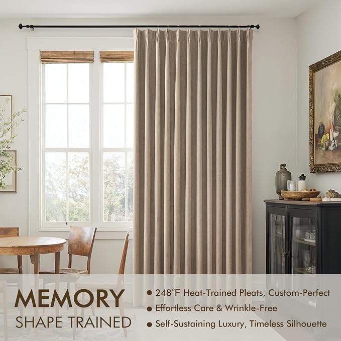 MIULEE Copper Brown Pinch Pleated 100% Blackout Linen Curtains 40x96 Inches | - Image 3