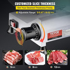 VEVOR Commercial Meat Slicer, 10 inch Electric Food Slicer, 240W Frozen Meat Deli Slicer, Premium Chromium-plated Steel Blade Semi-Auto Meat Slicer For Commercial and Home use