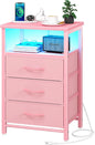 Yoobure Night Stand with Charging Station, 16 Colors LED Nightstand with USB by Yoobure