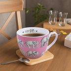 Premium 20 oz Bone China Elephant Hug Mug – Cute Elephant Design for Coffee & Tea, Ideal Holiday or Birthday Gift for Family and Friend, Designed in England by Harvest Green Studio