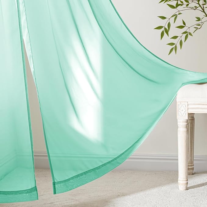 MIULEE Aqua Sheer Curtains 84 Inches Long 4 Panels 42 x 84 Inches | Light - Image 6