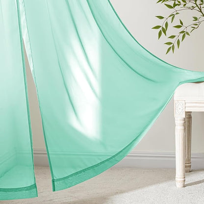 MIULEE Aqua Sheer Curtains 84 Inches Long 4 Panels 42 x 84 Inches | Light - Image 6