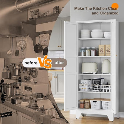 Yizosh Metal Pantry Cabinet, - Image 7