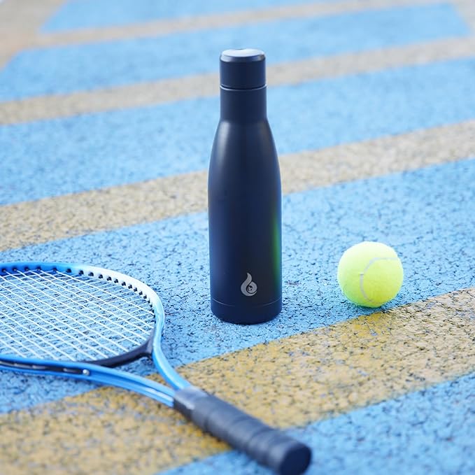 BJPKPK Insulated Water Bottle 12oz Small Stainless Steel Water Bottles Reusable Metal Thermos Keep Cold and Hot,Midnight Black