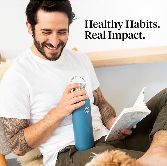 Lifefactory 20-Ounce Stainless Steel Vacuum-Insulated Sport Bottle, Dark Denim