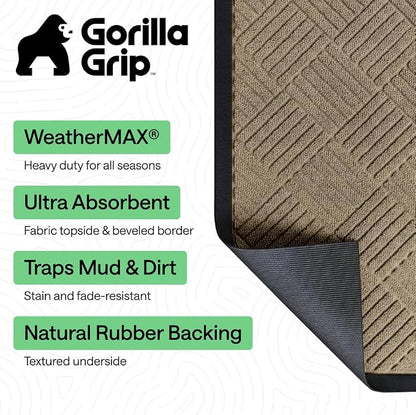 GORILLA GRIP 100% Waterproof All-Season WeatherMAX Doormat US Designed Natural - Image 2