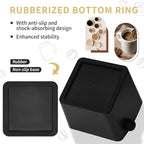 Large Square Knock Box Shock-absorbent Knock Box Espresso with Removable Knock Bar and Non-Slip Base Espresso Accessories for Home/Office (Large Black Knock Box with Tamper Mat)