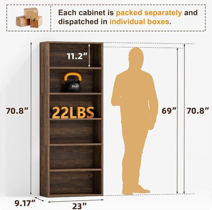 Furniwell 71" Tall Bookcase Bookshelves, 6 Tier Floor Standing Bookcases Open - Image 3