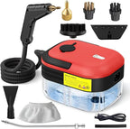 7-in-1 Handheld Steam Cleaner, 2200W High Pressure Steam Cleaner, 1.2L Portable Car Steam Cleaner for Home Kitchen, Bathroom, floor and Car Cleaning, 10s Fast Heating High Pressure Steam Cleaning, Red