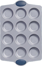 BRONYPRO Ceramic Muffin Pan,12-Cup Nonstick Aluminized Steel Cupcake Pans, Healthy Non-Toxic Ceramic Coating Muffin Tin, 1 Pack Cup Cake Pans for Baking Blue