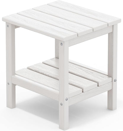SERWALL 2-Tier HDPE Outdoor Side Table, Weatherproof Rectangular Adirondack by SERWALL