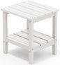 SERWALL 2-Tier HDPE Outdoor Side Table, Weatherproof Rectangular Adirondack by SERWALL