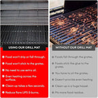 BBQ Grill Mat Set of 3-100% Nonstick Large Grilling Sheets - Heavy Duty Cooking Mats for Outdoor Grill Charcoal, Gas or Electric - Reusable, Extra Thick and Easy to Clean - 15.75 x 13