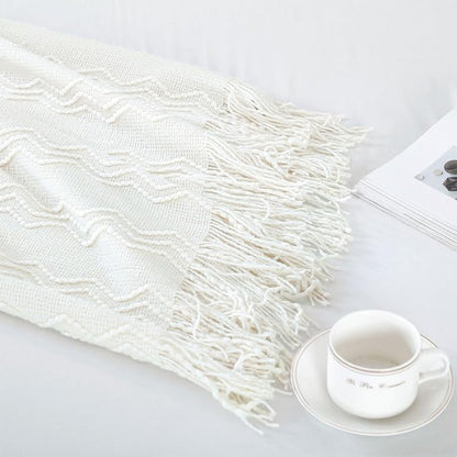 BOURINA Off White Throw Blanket 50x60 Inches Throw Textured Solid Soft Sofa - Image 6