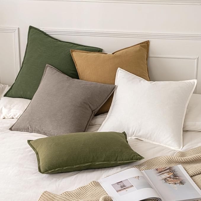 MIULEE Decorative Linen Euro Sham Pillow Covers 24x24 Dune | Boho Farmhouse​ - Image 5