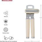 KitchenAid Classic Multifunction Can Opener and Bottle Opener Easy to Use, Razor Sharp Stainless Steel Cutting Wheel, Soft Ergonomic Handles, Almond Cream