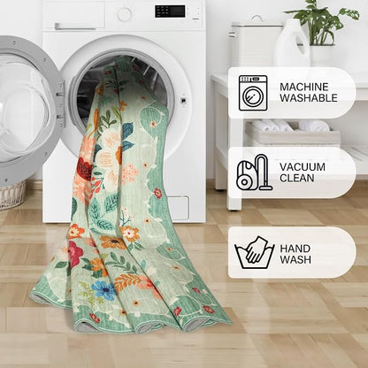DUKINO 2x3 Rug, Floral Washable Rug - Image 8