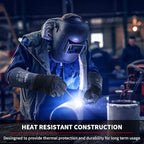 Fireplace Gloves Fire Heat Resistant: Dark-Grey 16IN 932℉ - Fireproof Leather for Fireplace Fire Pit Wood Stove Campfire Furnace BBQ Grill Oven Stick Mig Welding Welder Gear - Birthday Gift XL