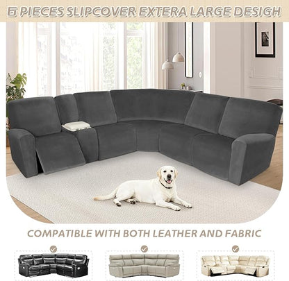 Arfntevss Sectional Recliner Couch Covers Velvet Washable Corner Sectional Sofa - Image 7