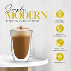 Kitchables Double Walled Glass Coffee Mugs Set of 4, 7.5oz - Insulated Clear Coffee Mug for Cappuccino, Latte, Tea, Espresso - Latte cup - Tazas Para Cafe