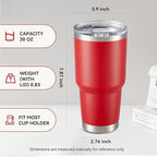 30 oz Tumbler with Lid Stainless Steel Tumblers Bulk Vacuum Insulated Cup Reusable Powder Coated Travel Mug Double Wall Leak Proof Cups Keep Cold Drinks for 12 Hours Wine Red, Set of 12