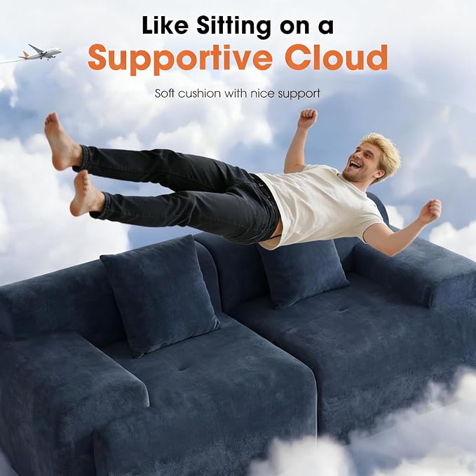 83.5" Boneless Loveseat with 2 Ottoman, Cloud Comfy Sofa Bed, Modular Sofa - Image 4