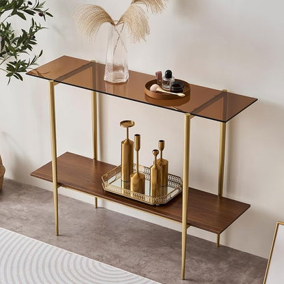 LumFurn Glass Console Table for Living Room, Foyer & Entrance, 2-Tiers by LumFurn