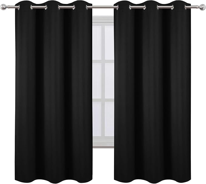 Black Thermal Blackout Curtains/38 x 63 Inch/Set of 2 Panels Room Darkening - Image 2