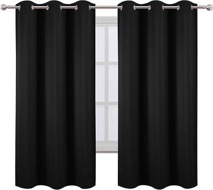 Black Blackout Curtains 40 x 63 Inch Length/Set of 2 Curtain Panels/Thermal - Image 2