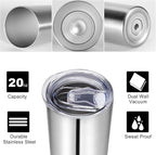 VEGOND Stainless Steel Tumblers Bulk 12 Pack, 20 oz Vacuum Insulated Skinny Tumblers with Lids and Straws, Double Wall Slim Tumbler, Travel Water Cup
