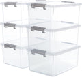 Citylife 6 Packs 17 QT Plastic Storage Bins with Lids Large Stackable Storage Containers for Organizing Clear Storage Box for Garage, Closet, Kitchen
