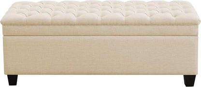 WUTUTUEE 51" Fabric Storage Ottoman Bench, Upholstered Rectangle End of Bed by WUTUTUEE