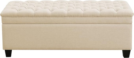 WUTUTUEE 51" Fabric Storage Ottoman Bench, Upholstered Rectangle End of Bed by WUTUTUEE