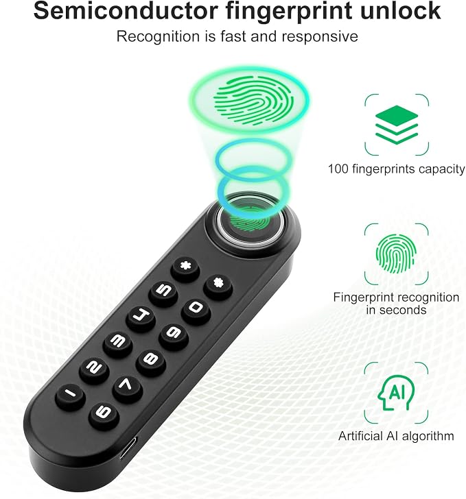 Fingerprint Cabinet Lock, Smart Biometric Password Lock - Image 2