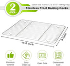 P&P CHEF Cooling Baking Rack Pack of 2, Stainless Steel Cooling Racks for Cooking Baking Roasting Grilling Drying, Dense Wires & Smooth Edge, Easy to clean, Silver, 11.6" x 9"