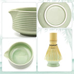 Matcha Whisk Set, Matcha Bowl with Spout, Tea Brush Stand, Stainless Steel Sifter, Matcha Whisk Holder - 8 Pcs Green Matcha Kit Set for Matcha Lover Ideal Holiday Gift, Tea Making Tools