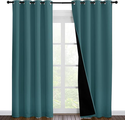 NICETOWN Complete 100% Blackout Curtain Set, Thermal Insulated & Energy by NICETOWN