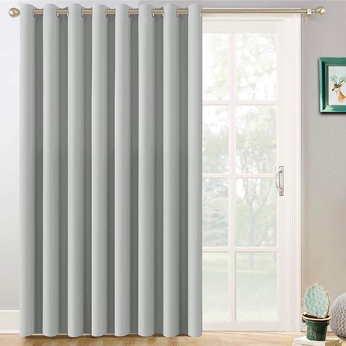 Yakamok Light Grey Room Darkening Curtains 84 inch Sliding Door Drapes | 1 by Yakamok