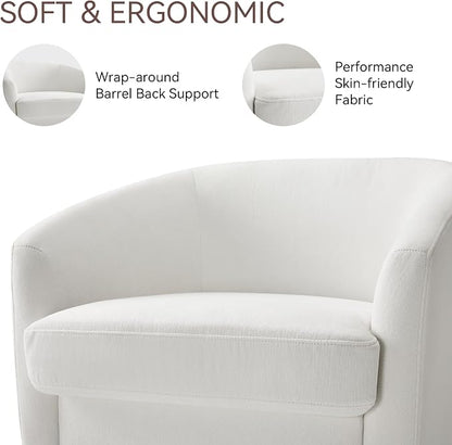 Swivel Barrel Accent Chairs Set of 2, Round Chenille Fabric Living Room Arm - Image 3