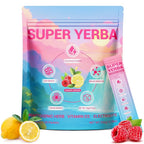 Super Yerba Mate Instant Tea Powder with Prebiotics & Probiotics - Raspberry Lemonade Flavor for Gut Health & Digestion, Natural Energy & Focus Boost, Antioxidant Rich Superfood, 30 Servings