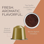 Camilla’s Heritage - Intensity 8 Caramel Flavored Espresso Coffee, Gourmet Espresso Cups, 60 Coffee Pods