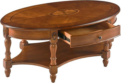 Traditional Solid Wood Oval Coffee Table, 45” x 18” Center Table - Image 7