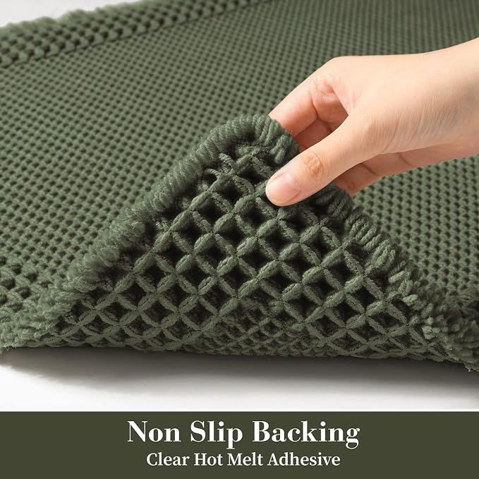 RESARE Waffle Bath Mat for Bathroom, Non Slip Bathroom Rugs 18"x30" Green | - Image 4