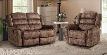 EBELLO 2 Pieces Loveseat Reclining Couch Furniture Set, Soft Fabric Manual - Image 7