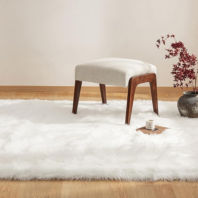 Ashler Home Deco Faux Fur Rug, Fluffy Shaggy Area Rug Ultra Soft 5 x 7 Feet - Image 4