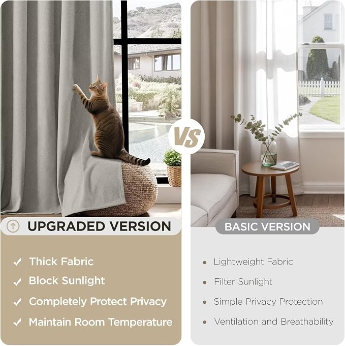 Joydeco Greyish White Pinch Pleated Thick Linen Curtains 96 Inch Long 2 Panel - Image 4